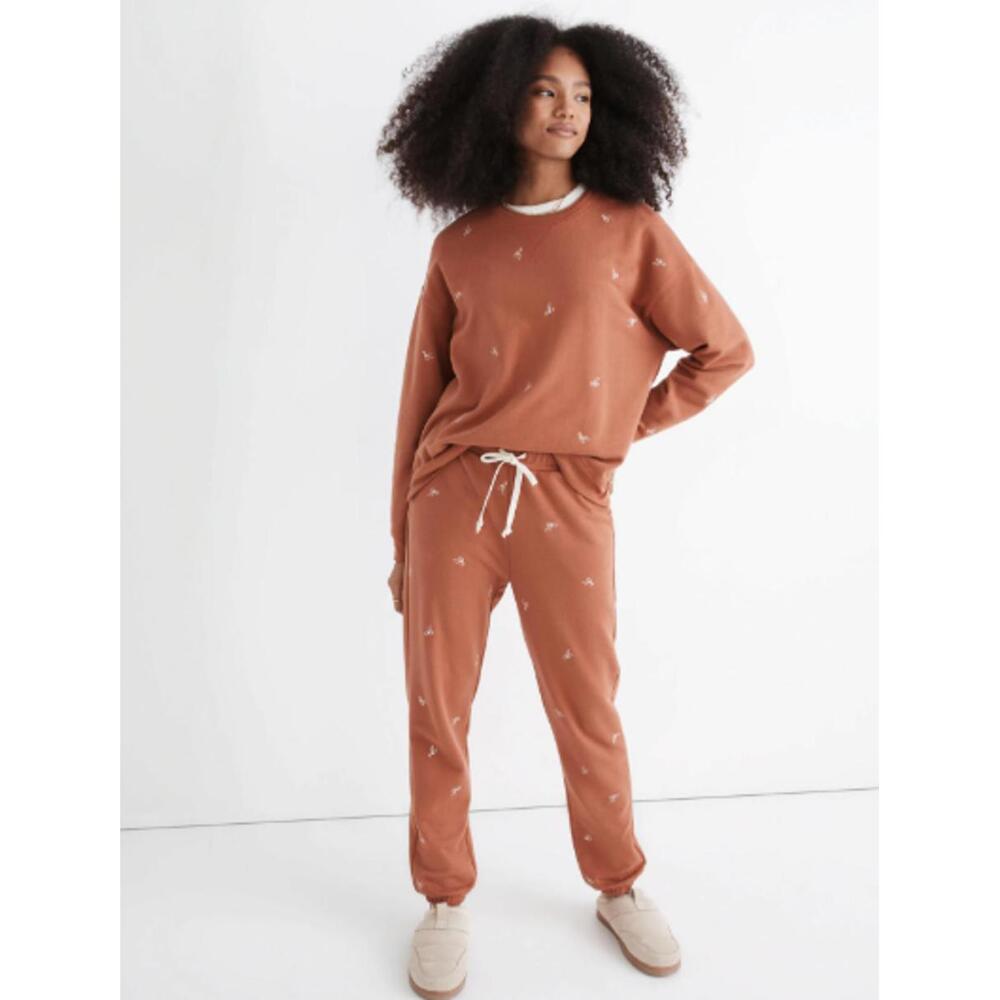 Madewell Brown Bow Embroidered Retro Relaxed Fit Sweatpants - Size - XS
